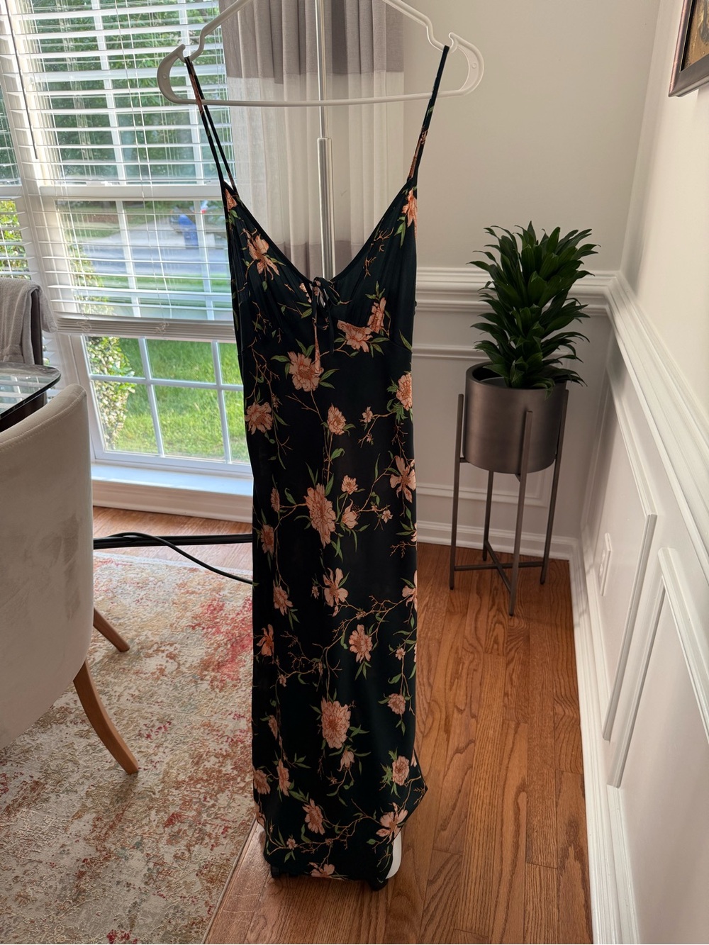 Urban Outfitters Green Floral Maxi Slip Dress